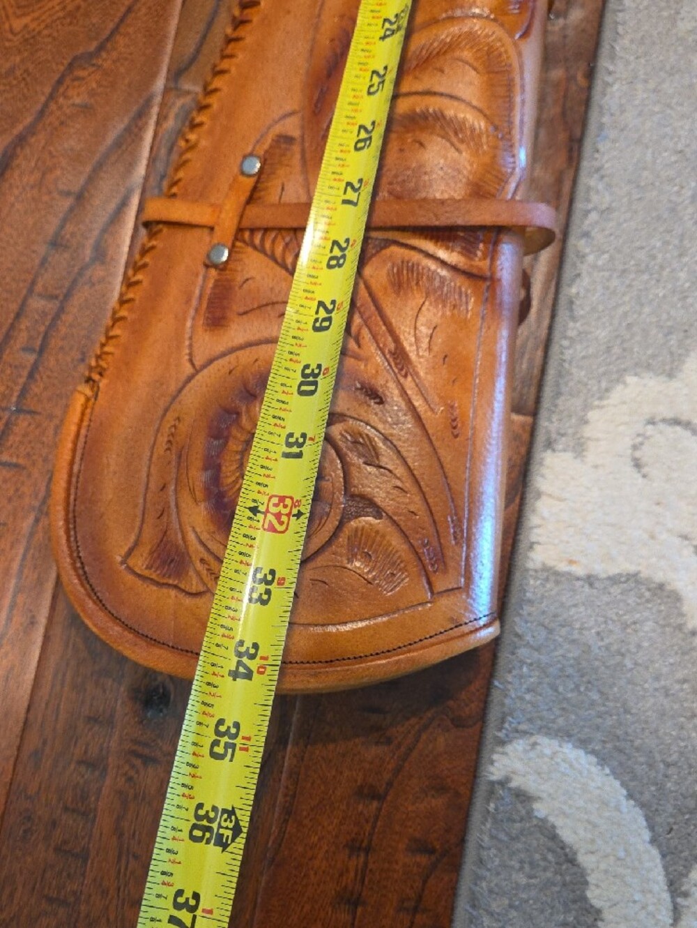 Tooled Leather Rifle/Shotgun Scabbard - Tan - Picture 6 of 6